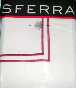 Sferra Grande Hotel Boudoir Sham Egyptian Percal White/Berry Double Stitch Neu - Bild 1 von 6