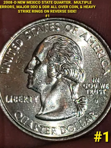 RARE ERRORS 2008 Washington Quarter New Mexico DDO+DDR & Massive Striking Error Cover