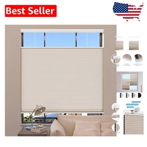 Elegantes cortinas celulares oscuras inalámbricas de arriba hacia abajo hacia arriba en beige - 20" x... - Imagen 1 de 8