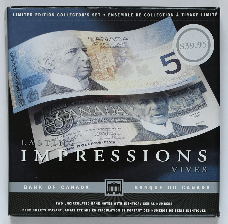 1986-2001 CANADA $5 Lasting Impressions Matching S/N's Banknote Collector's Set - Image 1 of 4