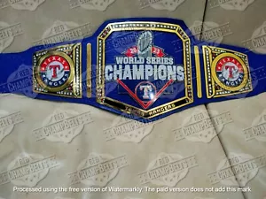 Texas Rangers World Series 2023 Champions Championship Belt Adult Size 4mm Brass - Picture 1 of 5