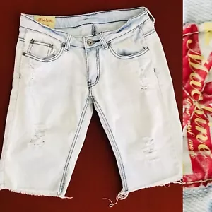 Pantalones Cortos MACHINE Jeans CORTADOS Lavado Ligero Denim Desgastado Cintura 28 - Imagen 1 de 8