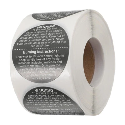500 PIEZAS Etiquetas de advertencia para hacer velas Hacer velas Pegatinas Lata de velas Foto 1 de 4