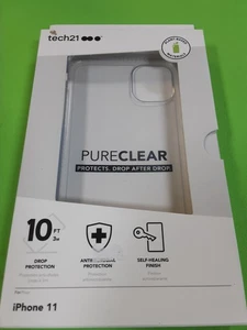 iPhone 11 Tech21 Evo Pure Clear Non-Slip Impact Case - Picture 1 of 2