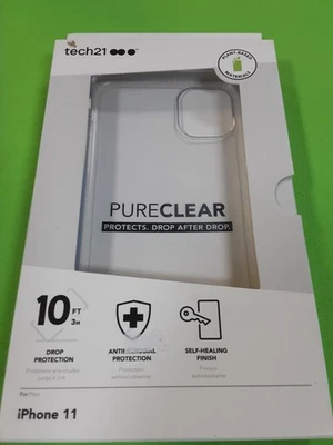 iPhone 11 Tech21 Evo Pure Clear Non-Slip Impact Case - Image 1 of 2