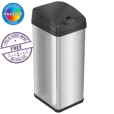 iTouchless 13 Gal Extra-Wide Stainless Steel Sensor Kitchen Trash Can Silver - Image 1 of 4