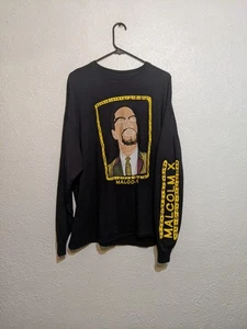 T-shirt Malcolm X nera taglia 2XL 100% cotone manica lunga grafica artista - Foto 1 di 7