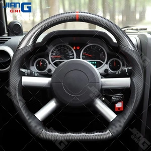 Carbon Fiber Perforated Leather Steering Wheel Fit JEEP Wrangler JK 2008-2010 - Picture 1 of 9
