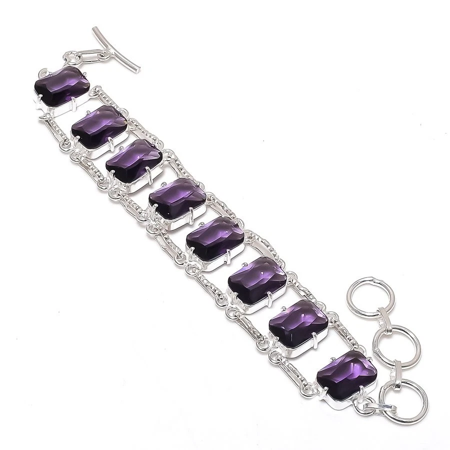 Afrikanischer Amethyst Edelstein Armband Kissenform verstellbar Kette Schmuck... - Bild 1 von 4
