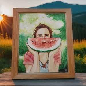 "Summer Smiles" - Original, Signed, Unframed, mixed Media Painting, Canvas Panel - Picture 1 of 1