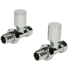 Designer Diffusion Radiator Straight Valves Chrome Heated Towel Rail Pair - Picture 1 of 4