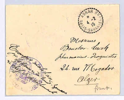 ALGERIA France SAHARA DESERT Military *ADRAR OASIS* CDS 1915 Cover Front WX330 - Image 1 of 4