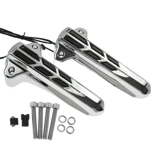 Chrome Front Fork Lower Leg Cover Slider Light Fit For Harley Touring FLHX 14-21 - Picture 1 of 7