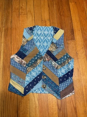 Chaleco Western Vintage Mujer Patchwork Preppy Paisley Estampado Floral Hecho a Mano Foto 1 de 3