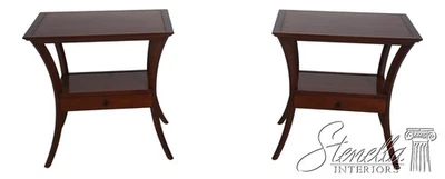 70458: Pair GRANGE French Splay Legs Cherry Nightstand Tables - Image 1 of 4