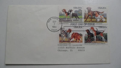 STAMPMART : USA 1984 SC#2098-2101 AMERICAN DOGS NEW YORK CANCEL FDC - Image 1 of 2