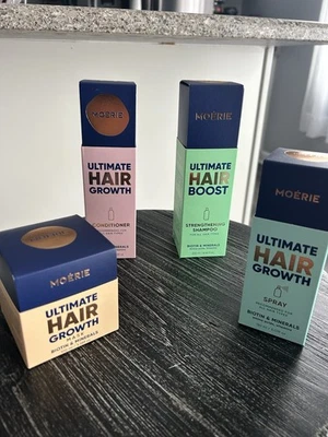 Moerie Ultimate Hair Growth Juego/Kit de 4 piezas - Champú Acondicionador Spray y Mascarilla Nuevo Foto 1 de 4