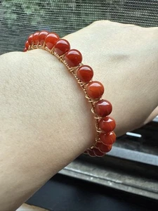 Natürliches Achat Armband 南紅滿肉柿子紅手工編手鐲 - Bild 1 von 7