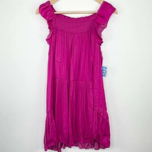 Free People Want Your Love Mini Dress Pink Women Small Ruffle Knee Length Boho - Picture 1 of 10