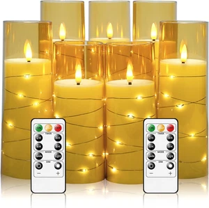Flameless Candles with Embedded Star String, Battery Operated LED Pillar Candles - Picture 1 of 12