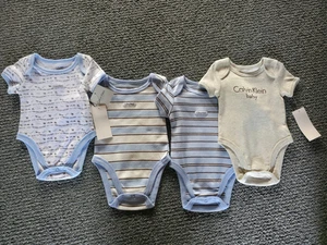 Calvin Klein Bodysuits Baby Boys 4pc Set 0-3 Mos Layette Infant New - Picture 1 of 1