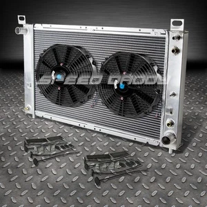 2-ROW ALUMINUM RACING RADIATOR+2 FAN FOR 99-12 SILVERADO 1500/2500 4.8/5.3L AT - Picture 1 of 11