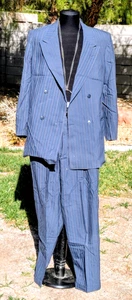 BERGUNG/BESCHÄDIGT Leonardo Italian Made Gestreifter 38S/34W Zweireiher Wollanzug - Bild 1 von 21