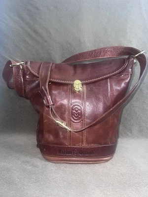 Bolso Cartera Cubo con Solapa Cuero Coñac de Lujo Marino Orlandi Hecho en Italia Foto 1 de 4