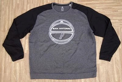 San Antonio Spurs Adidas ClimaWarm NBA Basketball Sweatshirt ~ XXL 2XL ~ LS Gray - Image 1 of 4