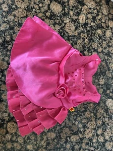 Build A Bear rosa Kleid mit Rüschen, Pailletten und Rose - Bild 1 von 2