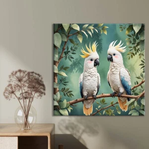 Forested Cockatoo Couple Limited Edition High Quality Home Decor Australian Made - Foto 1 di 3