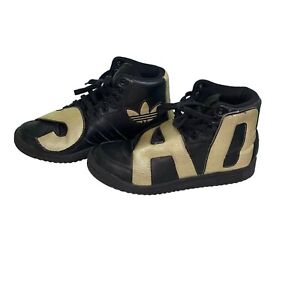 Jeremy Scott for Adidas Mens Black And Gold Letters Trainer Shoes Size 9 Rare