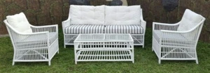 SAMSON WHITE RATTAN 4 PIECE LIVING ROOM SET/SETTING / 4 PIECE LOUNGE SUITE - Picture 1 of 1