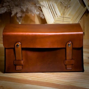 Leather tool bag. Toolbox for instruments in home or car. Leather box. Handmade - Picture 1 of 8