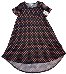 Abito donna LuLaRoe Carly GRANDE nero grigio righe chevron stelle hi-low nuovo con etichette - Foto 1 di 4