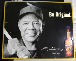 Willie Mays "Be Original" Coors Bier geprägtes Aluminium Bier Schild 27" x 22" - Bild 1 von 5