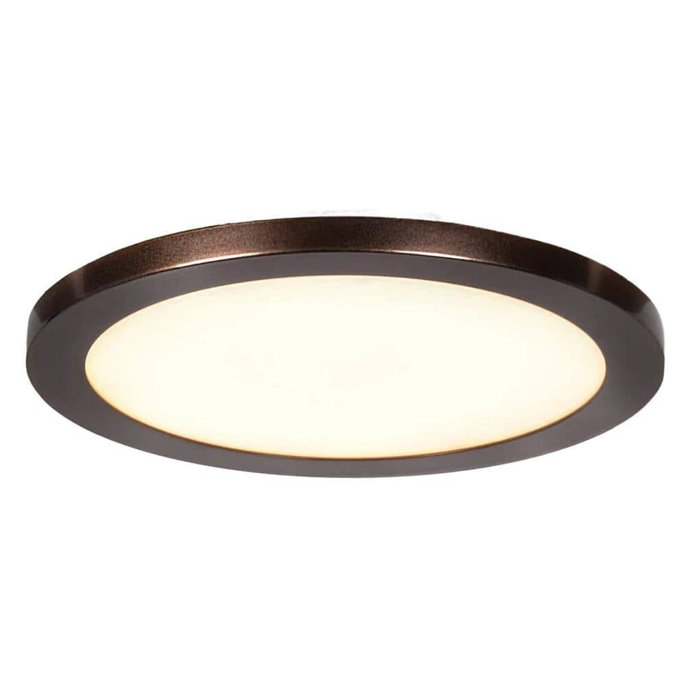 Disc 7.5 in. W 75-Watt Equivalent Bronze Int. LED Flushmount w/Acrylic Lens - Image 1 of 1