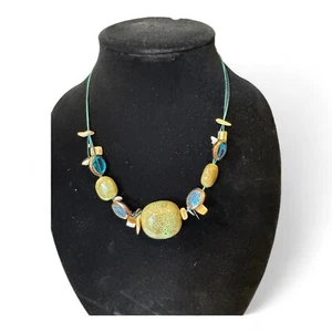 Premier Designs Ocean Girls Retired Necklace Glass/Stone Green & Blue 16"-19" - Picture 1 of 4