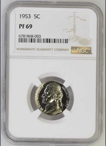 1953 Proof Jefferson Nickel NGC PF 69 Cover