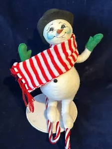 Annalee Mobilitee Snowman Skier Figurine 2003 Candy Cane Skis - Picture 1 of 8