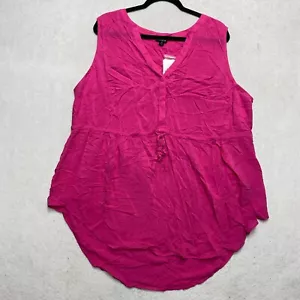 Torrid Blouse Women's 2X Pink Sleeveless Button Front Tunic $55 NEW - Picture 1 of 6