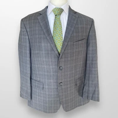 Pronto Uomo Platinum Size 48R Blazer Wool Suit Jacket Sport Coat Gray Plaid - Image 1 of 4