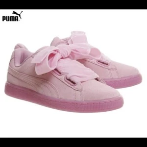 Pink PUMA Basket Heart sneakers with bows | 6.5 - Picture 1 of 9