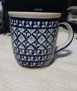 Boleslawiec Polish Pottery " Blue Diamond " Coffee Mug #683 Hand Painted - Picture 1 of 6