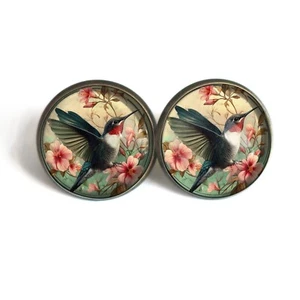 Hummingbird Stud Earrings - Art Nouveau - Picture 1 of 6
