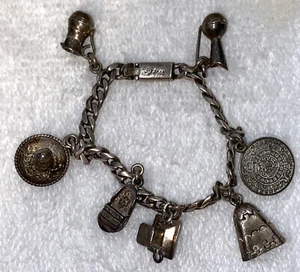 Vintage Sterling Mexican Silver Childs Charm Bracelet - Picture 1 of 4