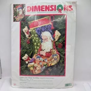Dimensions Santa's Toy Christmas Stocking Needlepoint Kit 16" original pkg #9123 - Picture 1 of 16
