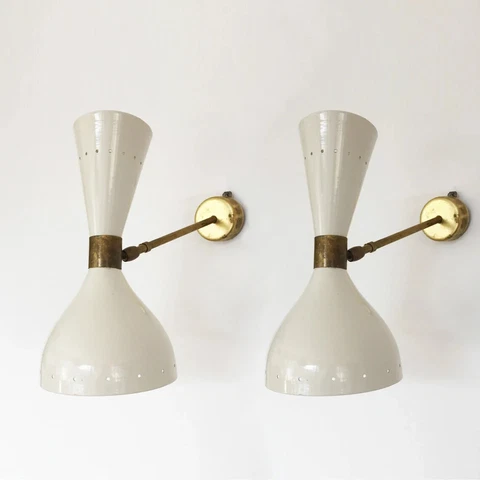 Pair of 1950 design wall lamps (to Europe / UK / North America electrical standa Cover