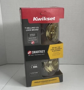 Kwikset cerrojo monocilíndrico latón pulido 24147 tecnología Smart Re-Key - Imagen 1 de 7
