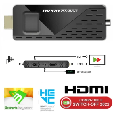 Diprogress ricevitore decoder digitale terrestre dvb-t2 h265 10 bit DPT210HA min - Immagine 1 di 4